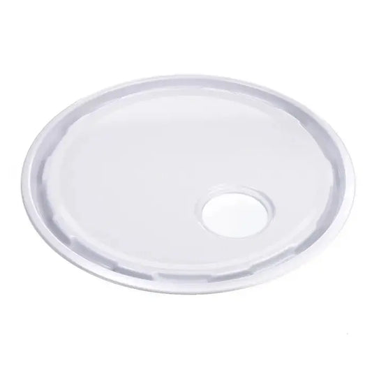 285mm Tinplate White Plain Lid with 57mm Hole Invopak