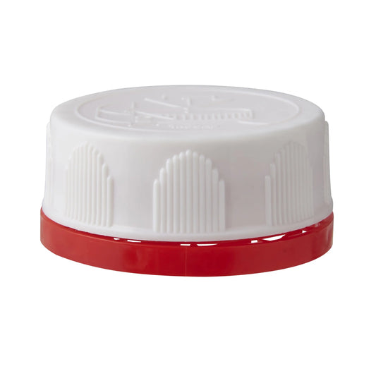 42mm Plastic White Tamper Evident Cap With Red Band Invopak