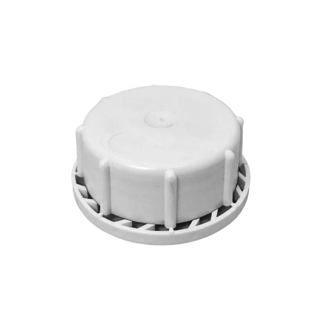 White plastic cap on a white background