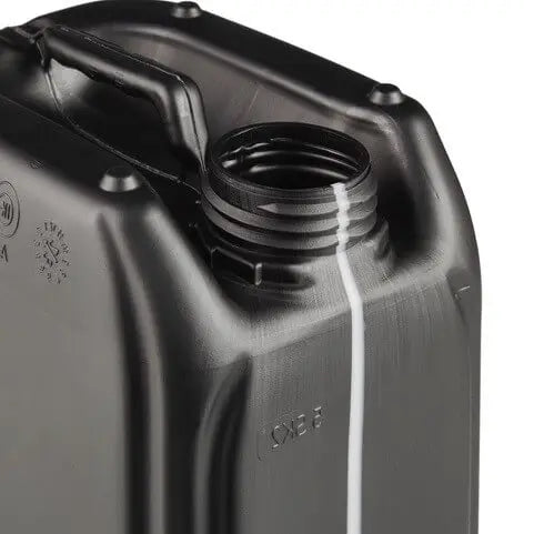 5 Litre Plastic Black Stackable UN Approved Jerry Can with 51mm Neck 220G With Visi Stripe Invopak
