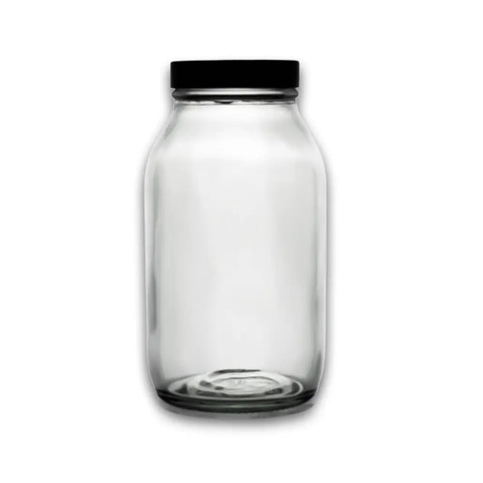 500ml Clear Glass Powder Bottle with Black Screw Cap Invopak