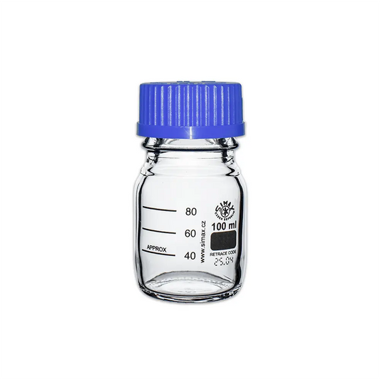 100ml Clear Glass Reagent Bottle with Blue Screw Cap Invopak