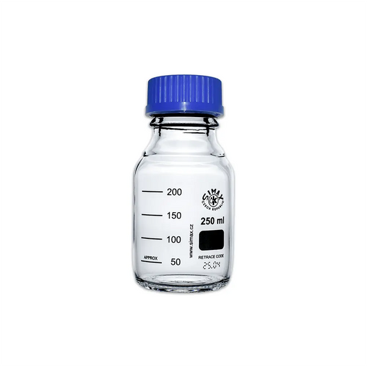 250ml Clear Glass Reagent Bottle with Blue Screw Cap Invopak
