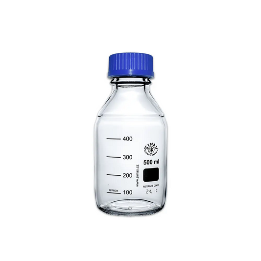 500ml Clear Glass Reagent Bottle with Blue Screw Cap Invopak