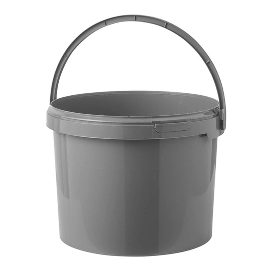 11 Litre Recycled Plastic Grey Round Bucket with Plastic Handle Invopak