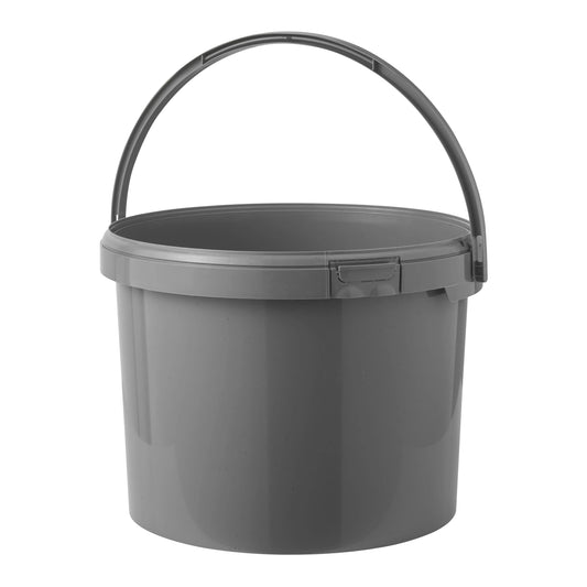 16 Litre Recycled Plastic Grey Round Bucket with Plastic Handle Invopak