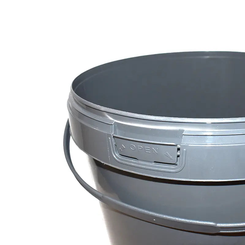 20 Litre Recycled Plastic Grey Bucket With Plastic Handle Double Lock Invopak