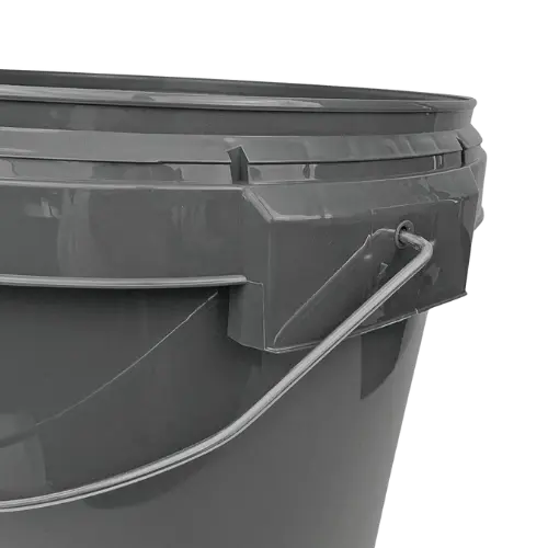 25 Litre Recycled Plastic Grey Round Bucket with Wire Handle Invopak