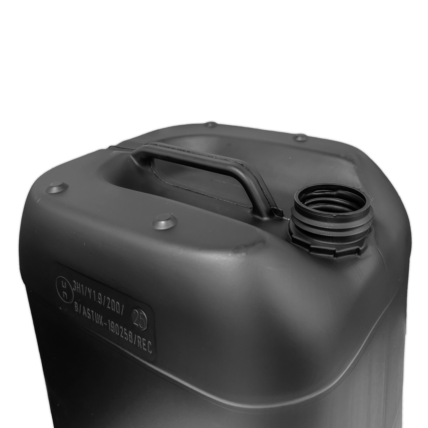 25 Litre Recycled Plastic UN Approved Black Stackable Jerry Can with 61mm Neck 950g