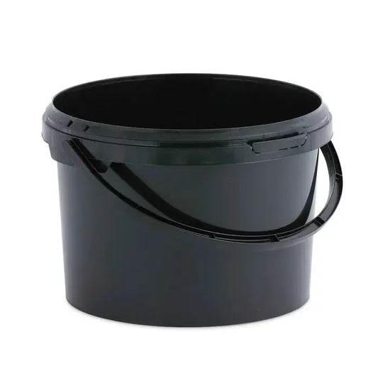 3 Litre Plastic Black Tamper Evident Bucket with Plastic Handle Invopak