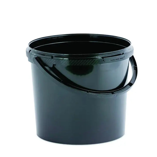 5.6 Litre Plastic Black Tamper Evident Bucket with Plastic Handle Invopak