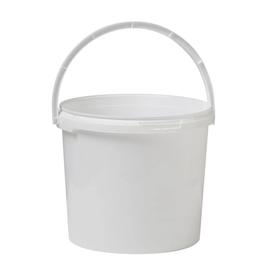 5.6 Litre Plastic White Tamper Evident Bucket with Plastic Handle Invopak