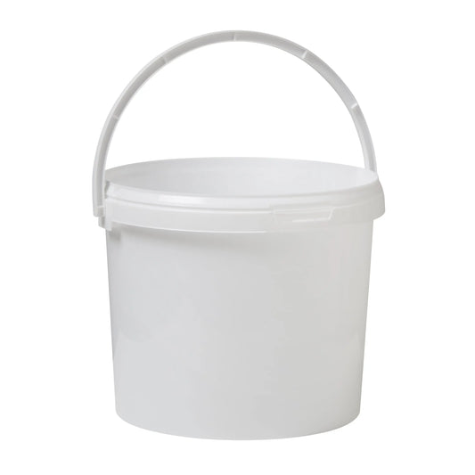 8.6 Litre Plastic White Tamper Evident Bucket with Plastic Handle Invopak