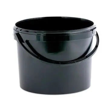 11 Litre Plastic Black Tamper Evident Bucket with Plastic Handle Invopak