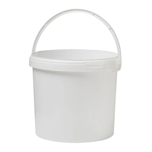 12.5 Litre Plastic White Tamper Evident Bucket with Plastic Handle Invopak