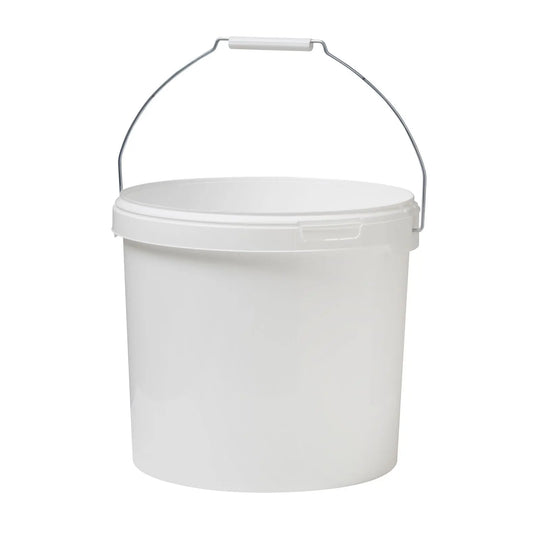 12.5 Litre Plastic White Bucket with Wire Handle Invopak