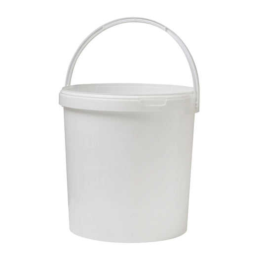 21 Litre Plastic White Tamper Evident Bucket with Plastic Handle Invopak