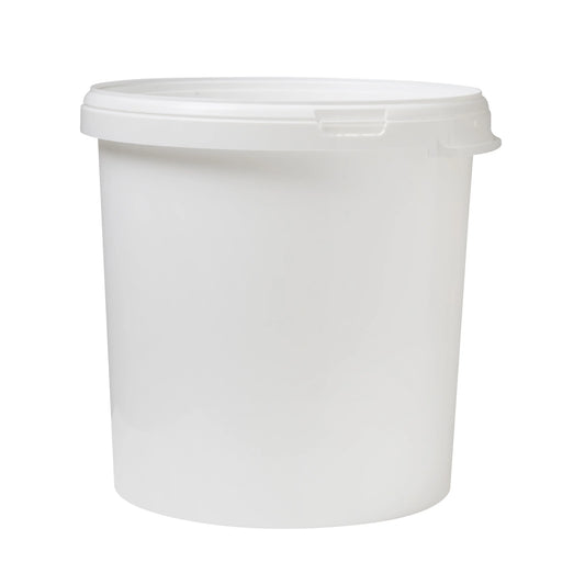 30 Litre Plastic White Tamper Evident Bucket with Moulded Handle Invopak