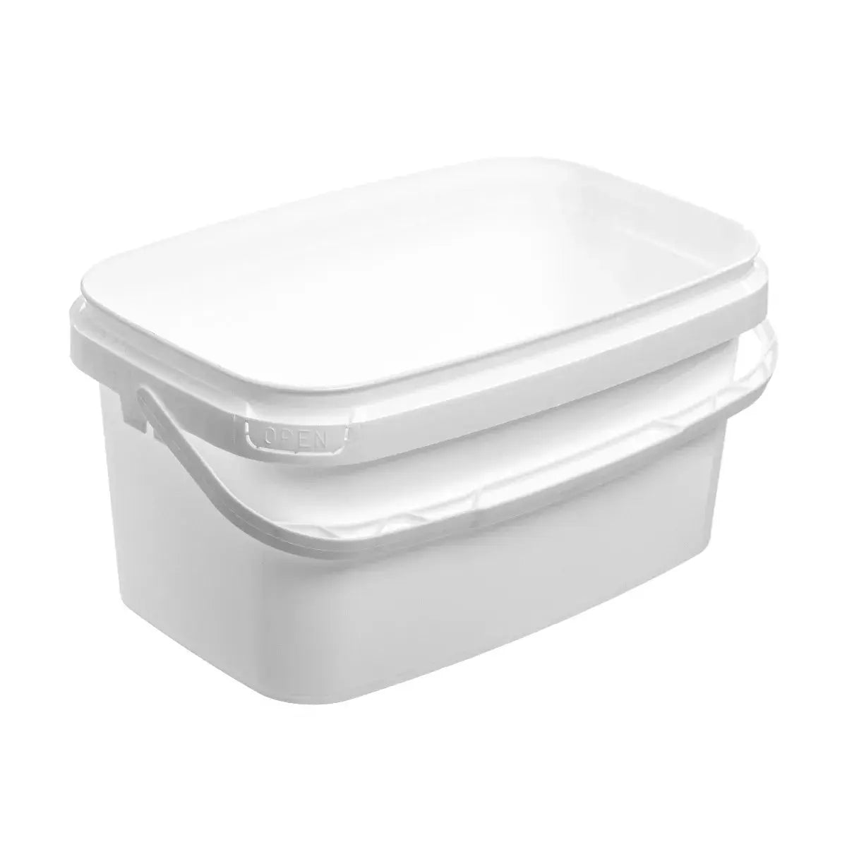 5 Litre White Rectangle Bucket with Plastic Handle Invopak