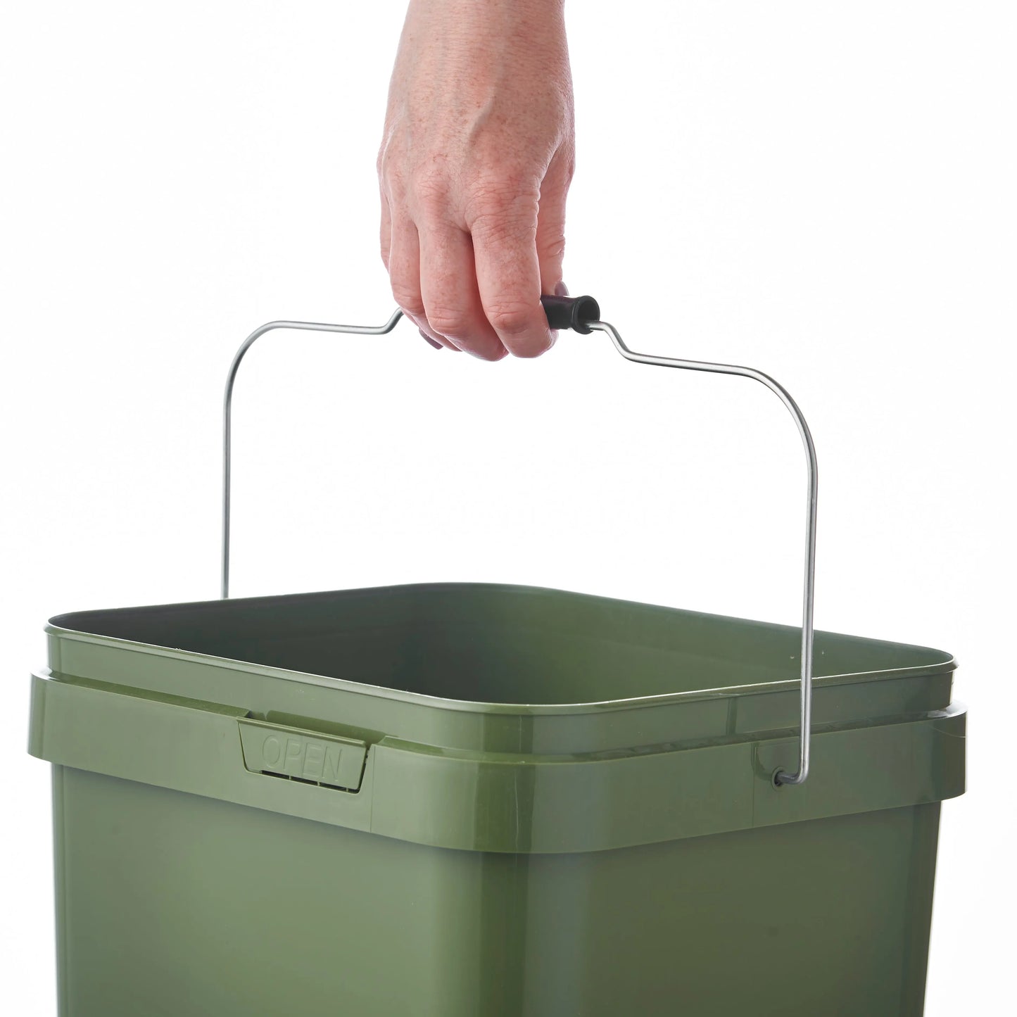 17 Litre Plastic Olive Green Tamper Evident Square Bucket with Handle Invopak