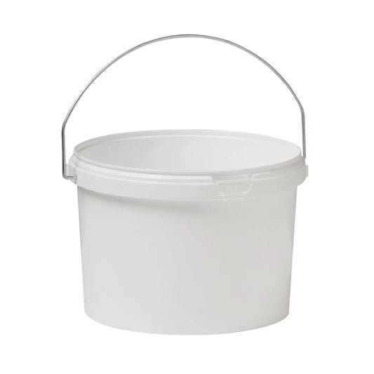 2.5 Litre Plastic White Tamper Evident Bucket With Wire Handle Double Lock Invopak