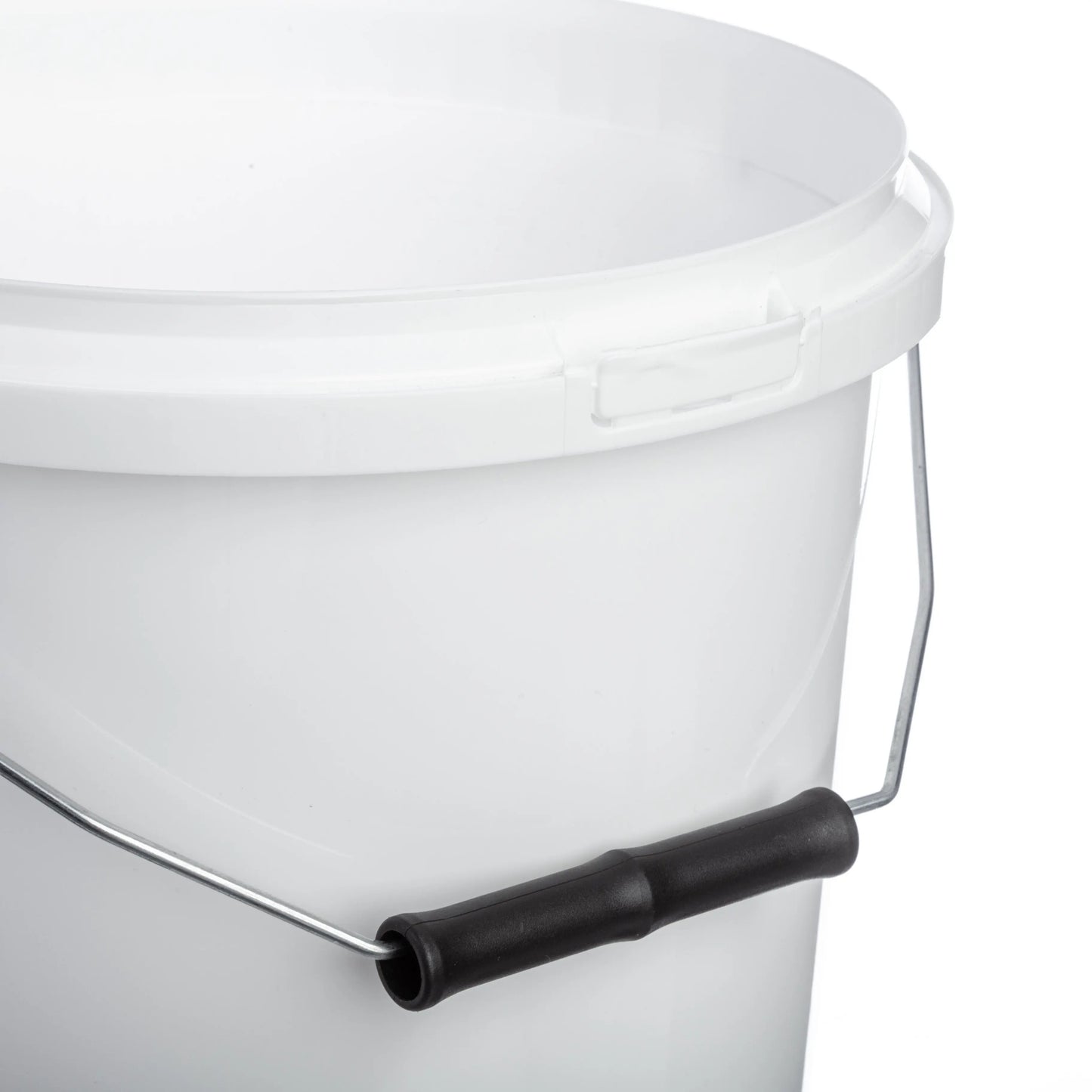 10 Litre Plastic White Tall Bucket - Wire Handle Double Lock Invopak
