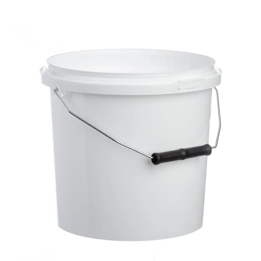 10 Litre Plastic White Tall Bucket - Wire Handle Double Lock Invopak