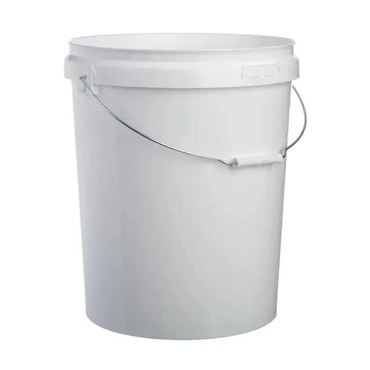 25 Litre Plastic White Tamper Evident Bucket with Wire Handle Invopak