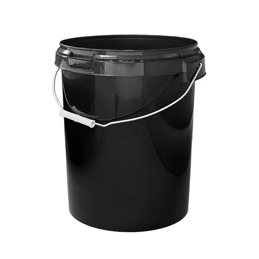 25 Litre Black Plastic Tamper Evident Bucket with Wire Handle Invopak