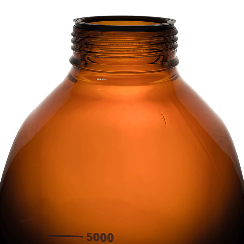 Simax Square 5000ml Borosilicate Amber Glass Reagent Bottle with Blue Screw Cap