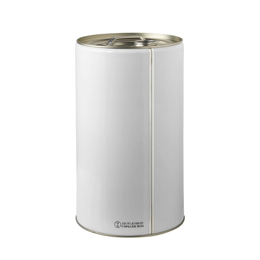 25 Litre Tinplate White UN Approved Drum Lacquered Interior With 59mm Screw Neck Closure Invopak