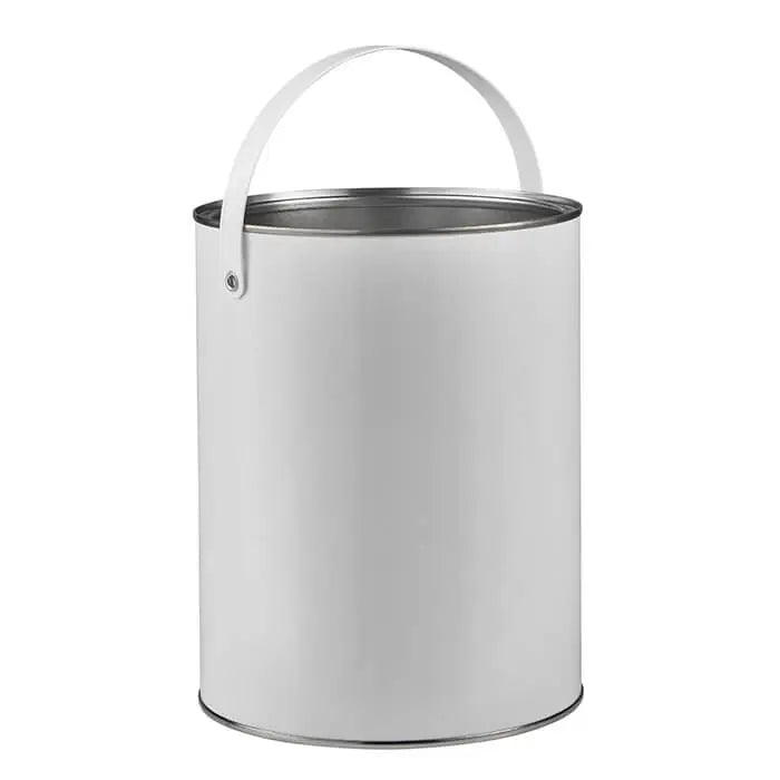5 Litre Plain Lever Lid Tin in White with a Plastic Handle – Invopak