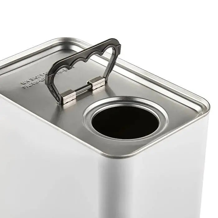 5 Litre Tri-Pyramid Rectangular Tin Lacquered Interior with 57 mm Neck UN Approved in White Invopak