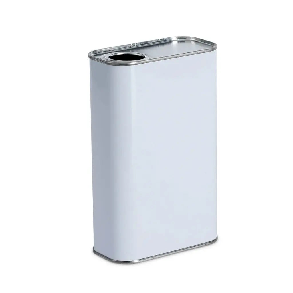 1 Litre White Rectangular UN Approved Tin Plain Interior- 32 Flexspout Invopak