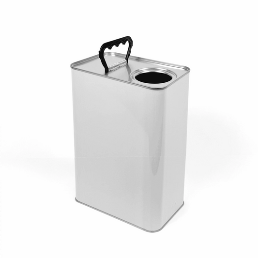 5 Litre White UN Approved Plain Interior Rectangular Tin 57mm Din Opening Invopak