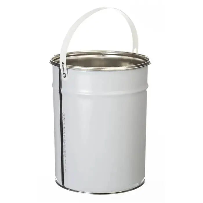 5 Litre Tinplate White Pail Plain Interior with Plastic Handle UN Approved Invopak
