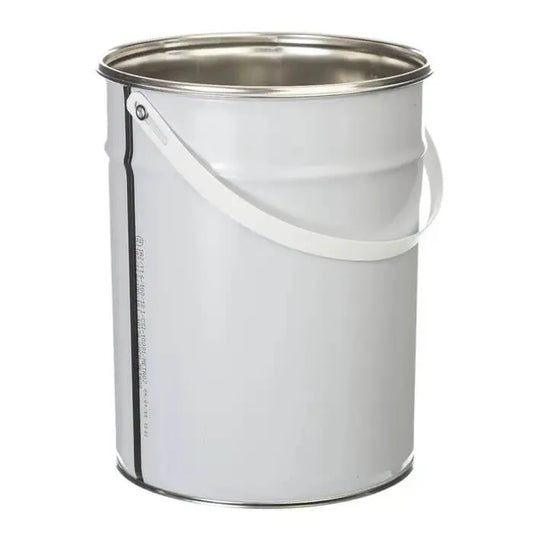 5 Litre Tinplate White Pail Plain Interior with Plastic Handle UN Approved Invopak