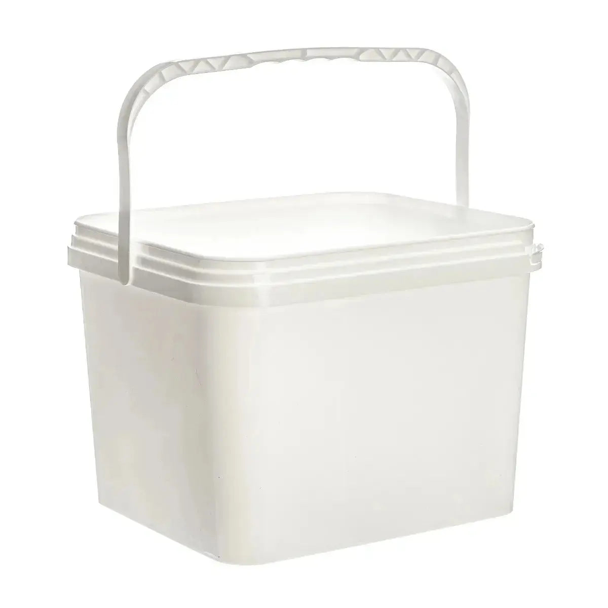 10 Litre Plastic White Tamper Evident Square Bucket With Plastic Handle Invopak