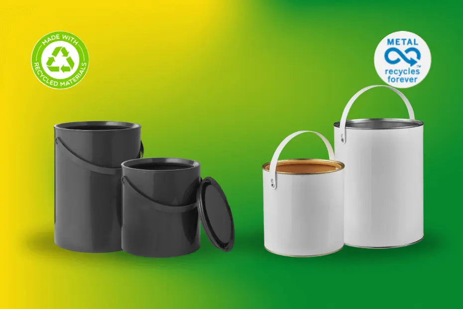 Sustainable packaging for paint: Recycled plastic paint cans and metal paint tins | Invopak
