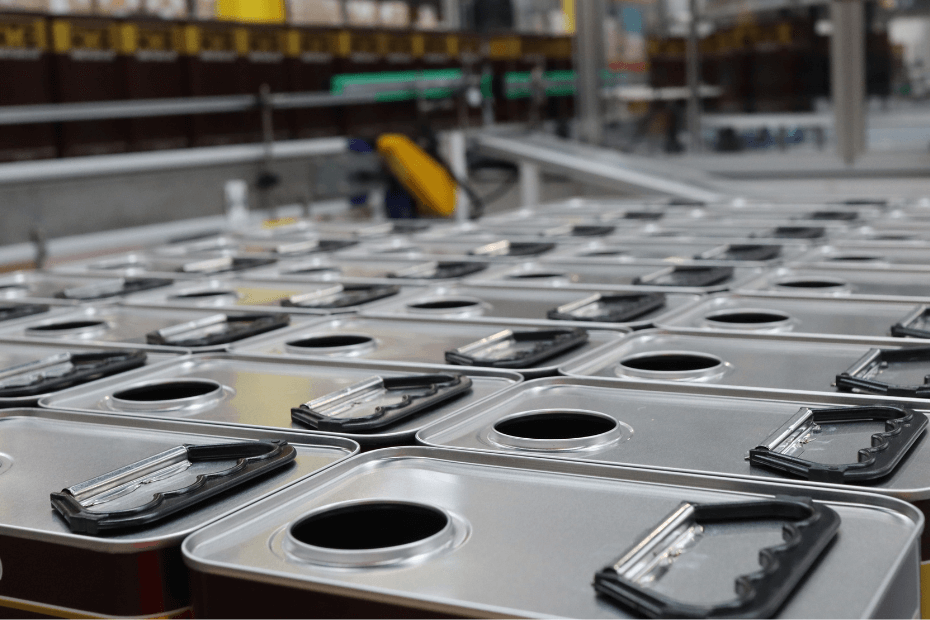 A Close-up of Food Grade Oil Tins made by Invopak
