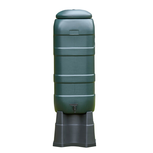 100 Litre Green Recycled Plastic Waterbutt Complete with Stand and Rain Diverter