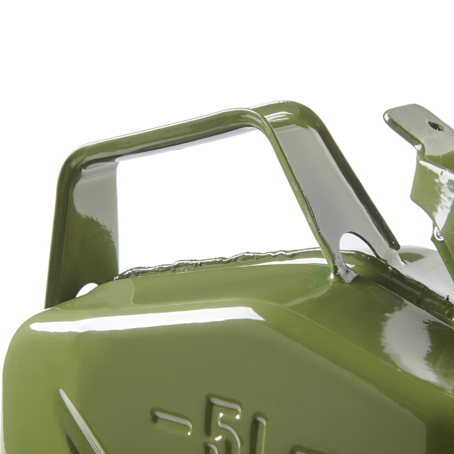 5 Litre Olive Green Metal Jerry Fuel Can with Fixed Bayonet Closure