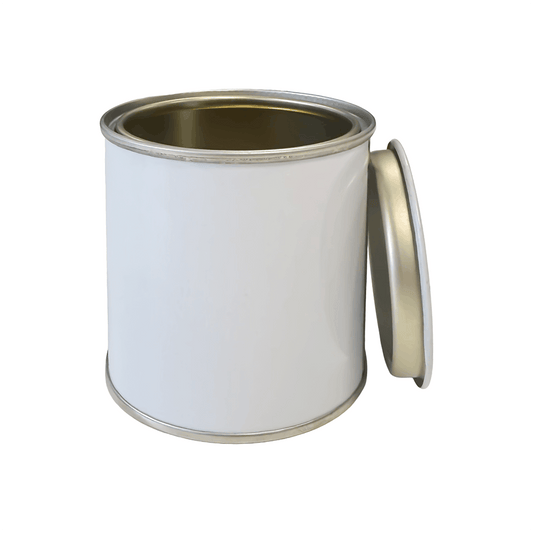 250ml lacquered white lever lid tin with lid