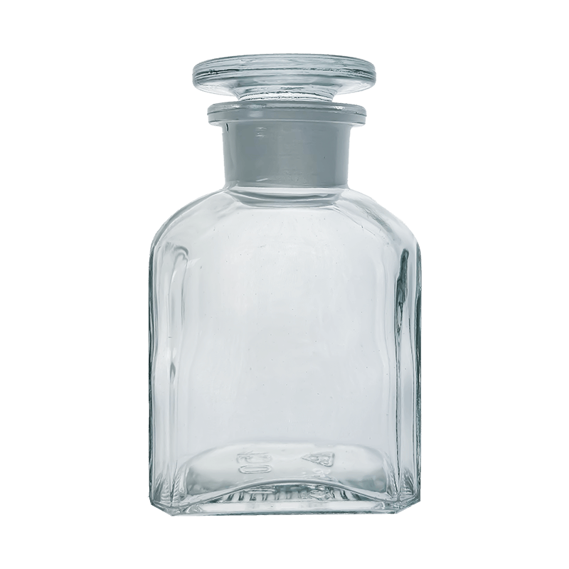 Academy 150ml Clear Reagent Square Bottle with Glass Stopper