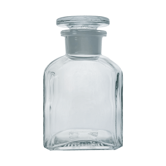 Academy 150ml Clear Reagent Square Bottle with Glass Stopper