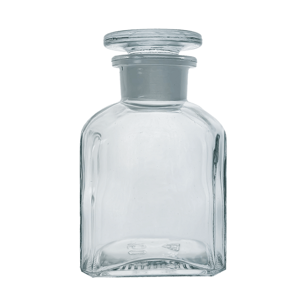 Academy 150ml Clear Reagent Square Bottle with Glass Stopper