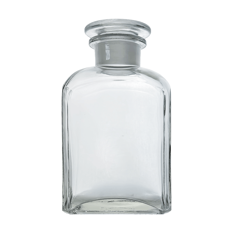 Academy 500ml Clear Reagent Square Bottle with Glass Stopper