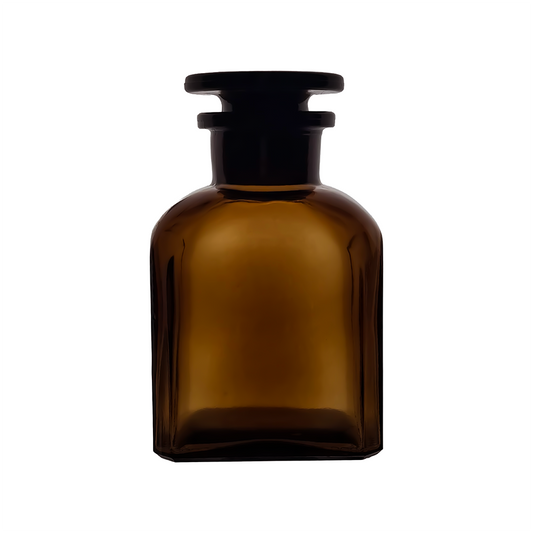 Academy 150ml Amber Reagent Square Bottle with Glass Stopper