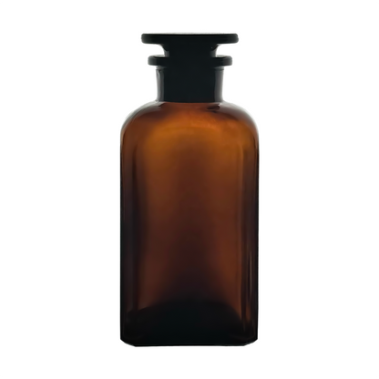 Academy 250ml Amber Reagent Square Bottle with Glass Stopper