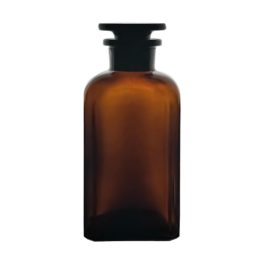 Academy 250ml Amber Reagent Square Bottle with Glass Stopper